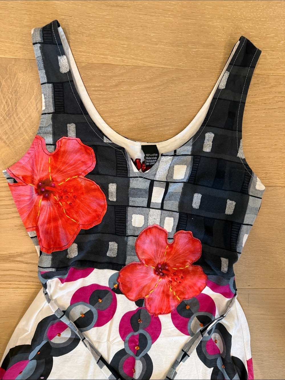Desigual Women’s White Black Pink Red Floral Sundress size small - Picture 4 of 16